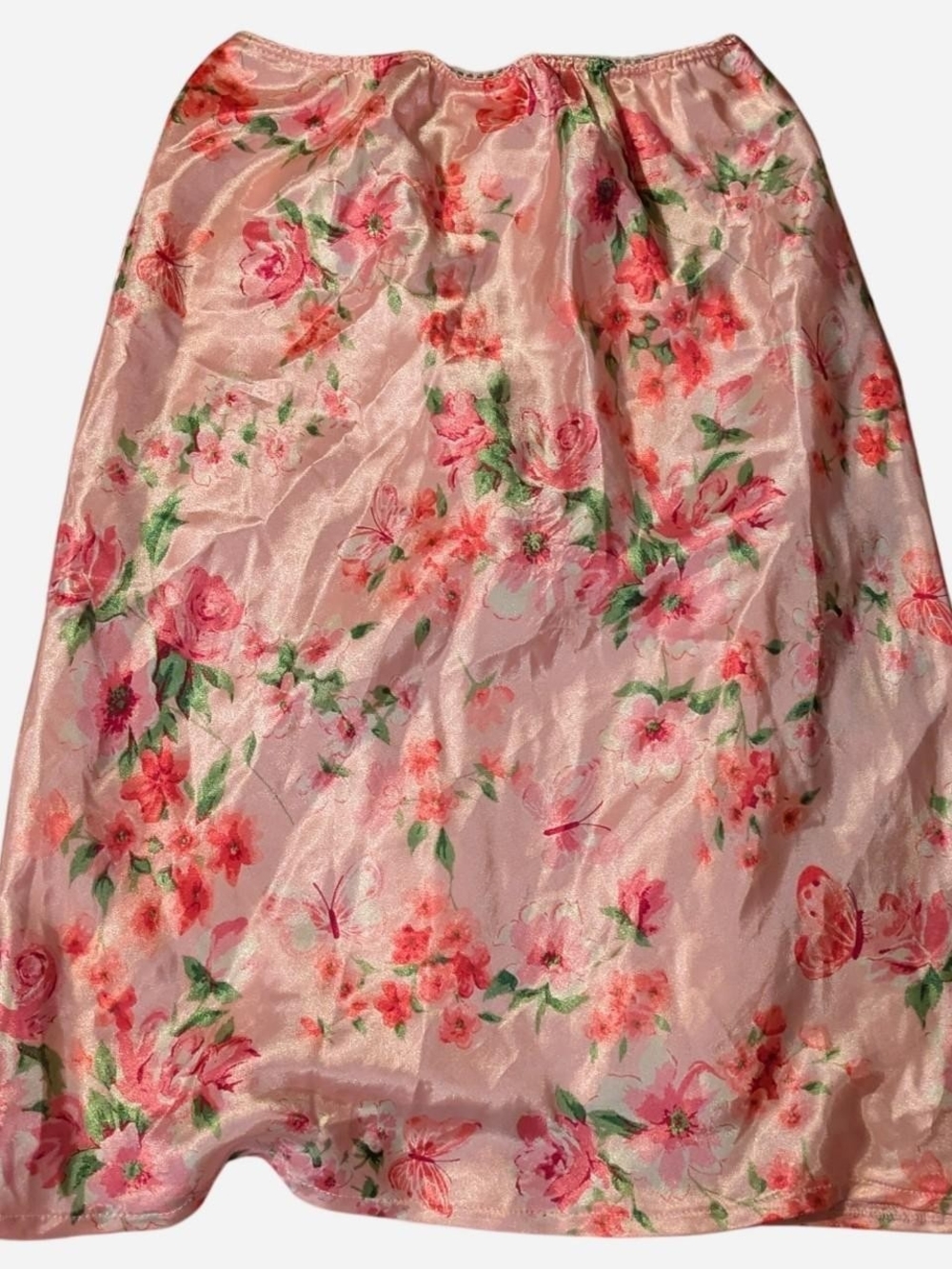 Cherokee Pink Floral Satin Skirt
